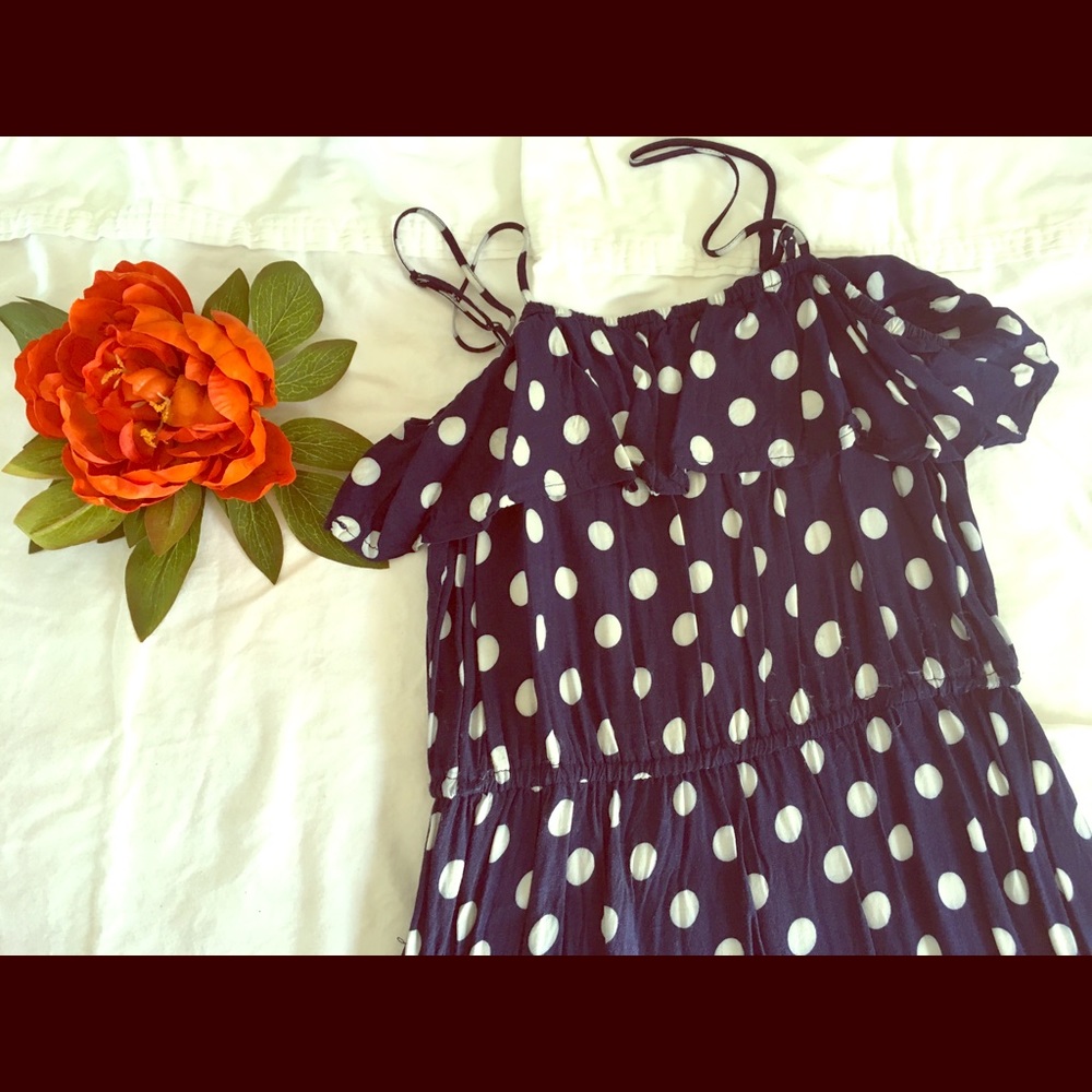 🍍Xhilaration navy and white polka dress