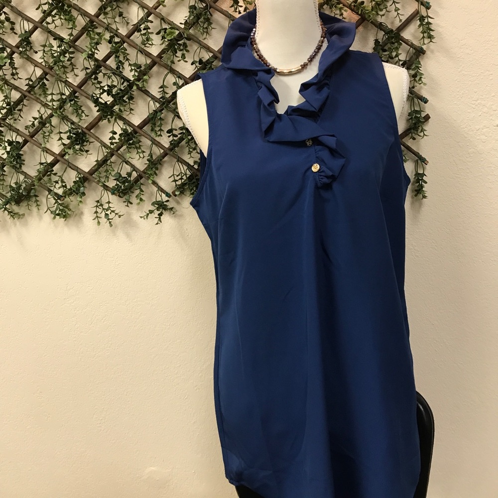 Ruffle Collar Sleeveless Tunic