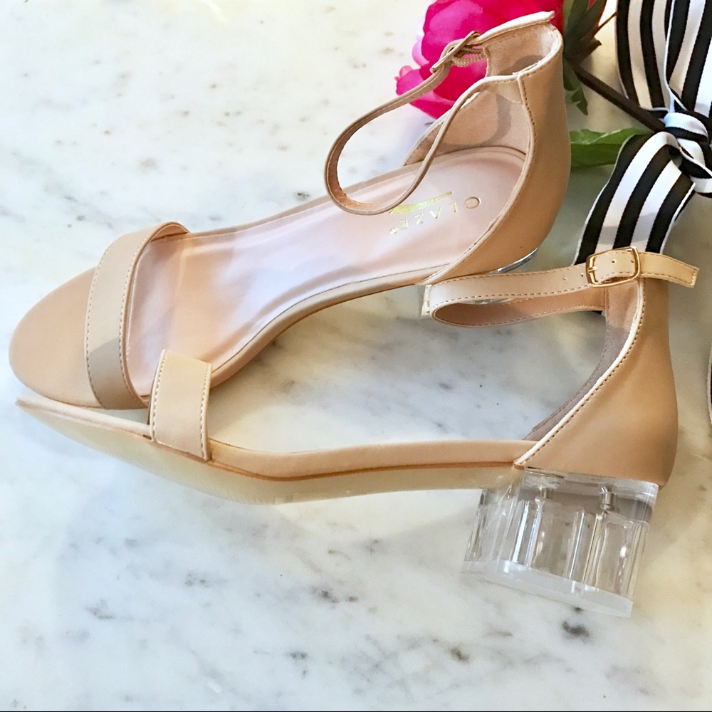 🚨LOWEST🚨Nude Acrylic Low Block Heel - Picture 2 of 4