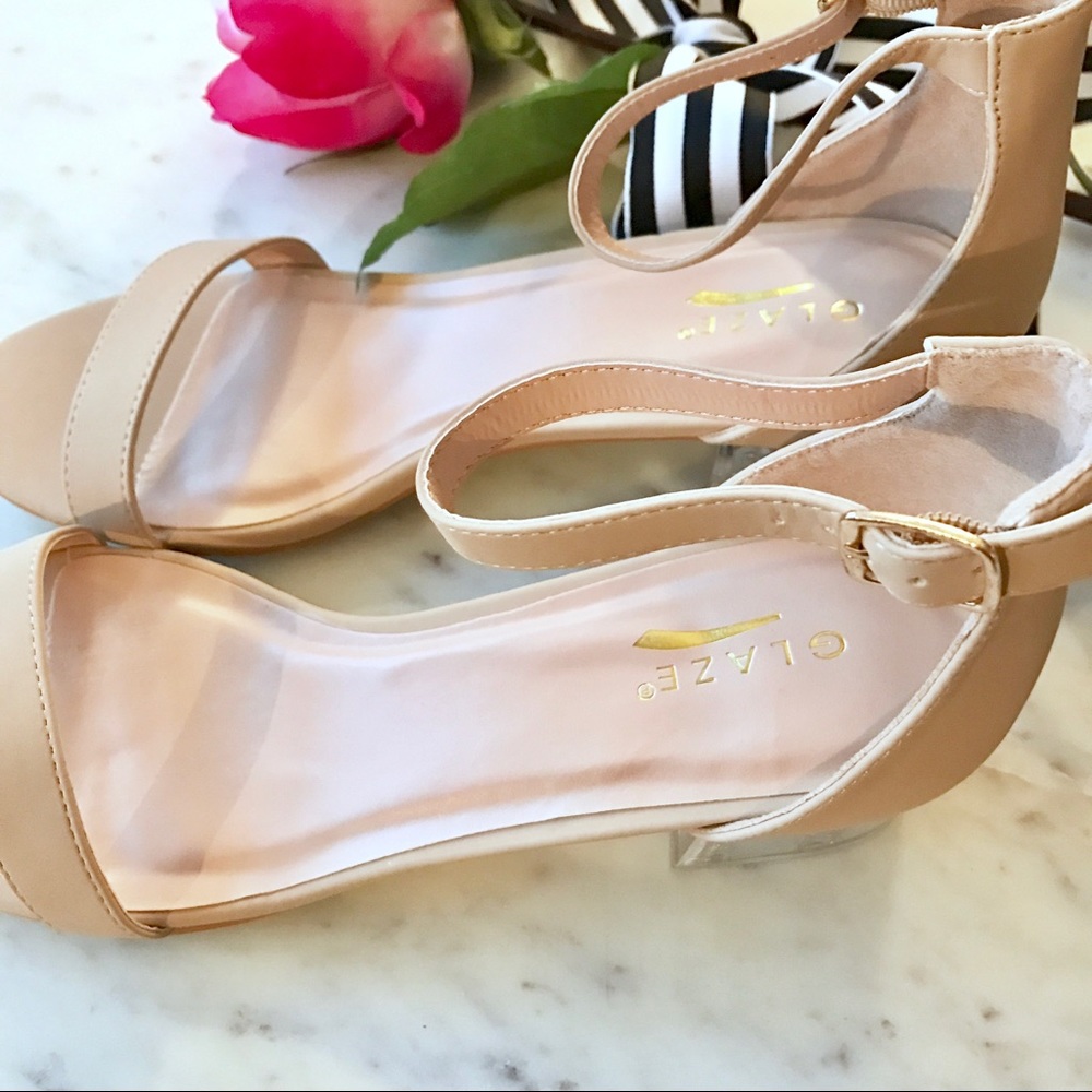 🚨LOWEST🚨Nude Acrylic Low Block Heel - Picture 4 of 4