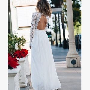 Lulu's Awaken My Love White Long Sleeve Lace Maxi