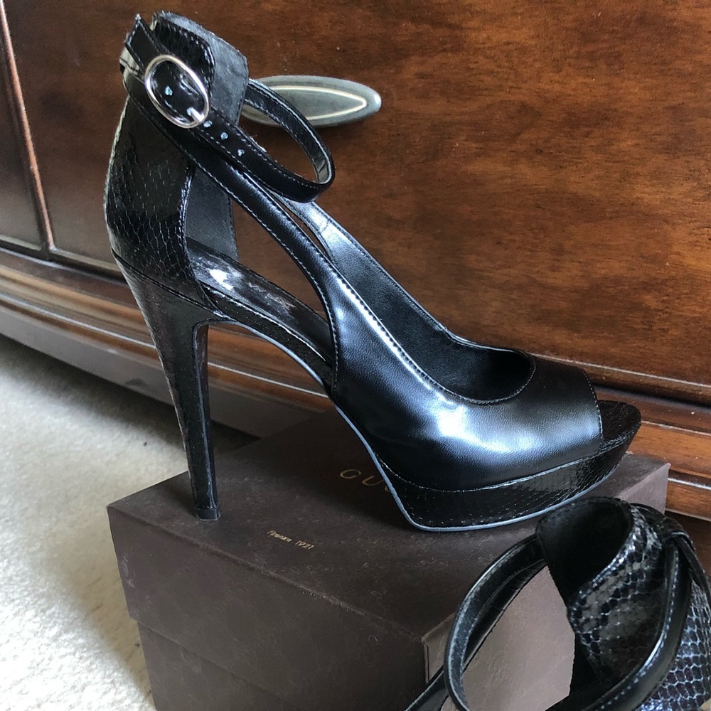 Black High Heel Peep Toe Shoes