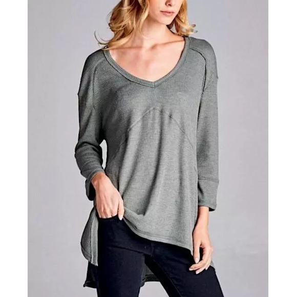 Southern Girl Fashion Sweaters - SWING TUNIC Cozy Woven Thermal Drippy Pullover Tee