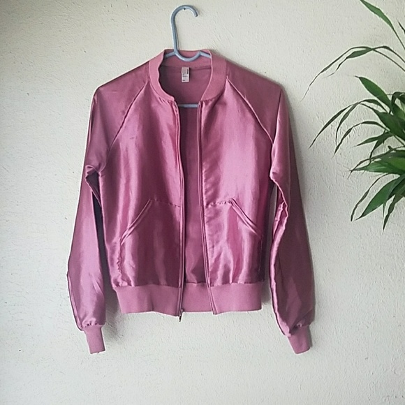 American Apparel Jackets & Blazers - American apparel mauve satin bomber jacket