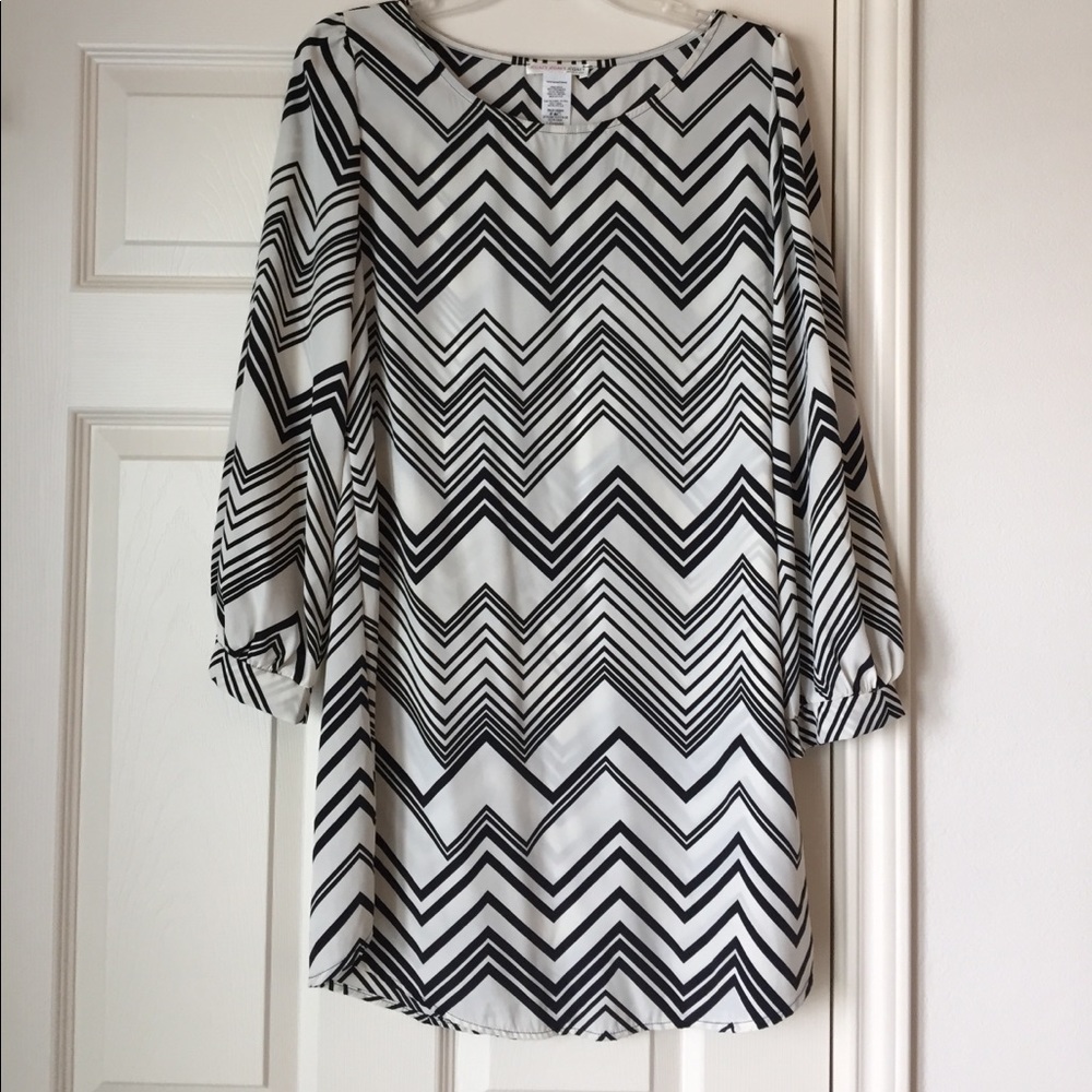 Black and white chevron dress