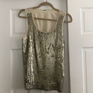 J. Crew gold sequined/satin tank top. Size S