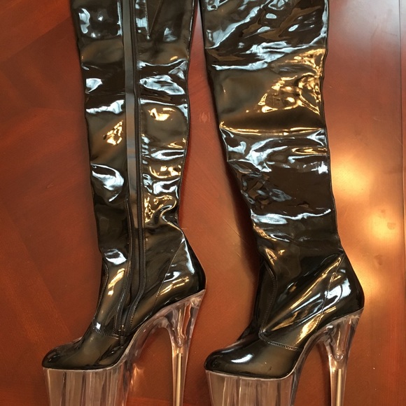 clear pleaser boots