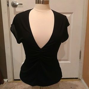 French Connection deep v-neck cap sleeve top