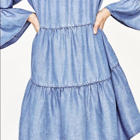 Zara Dresses & Skirts - Zara denim ruffle dress