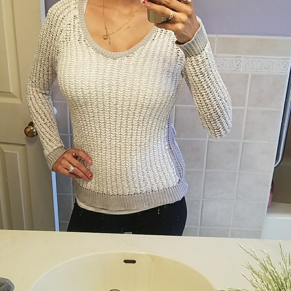 Temp price drop!! Knitted grey and white sweater