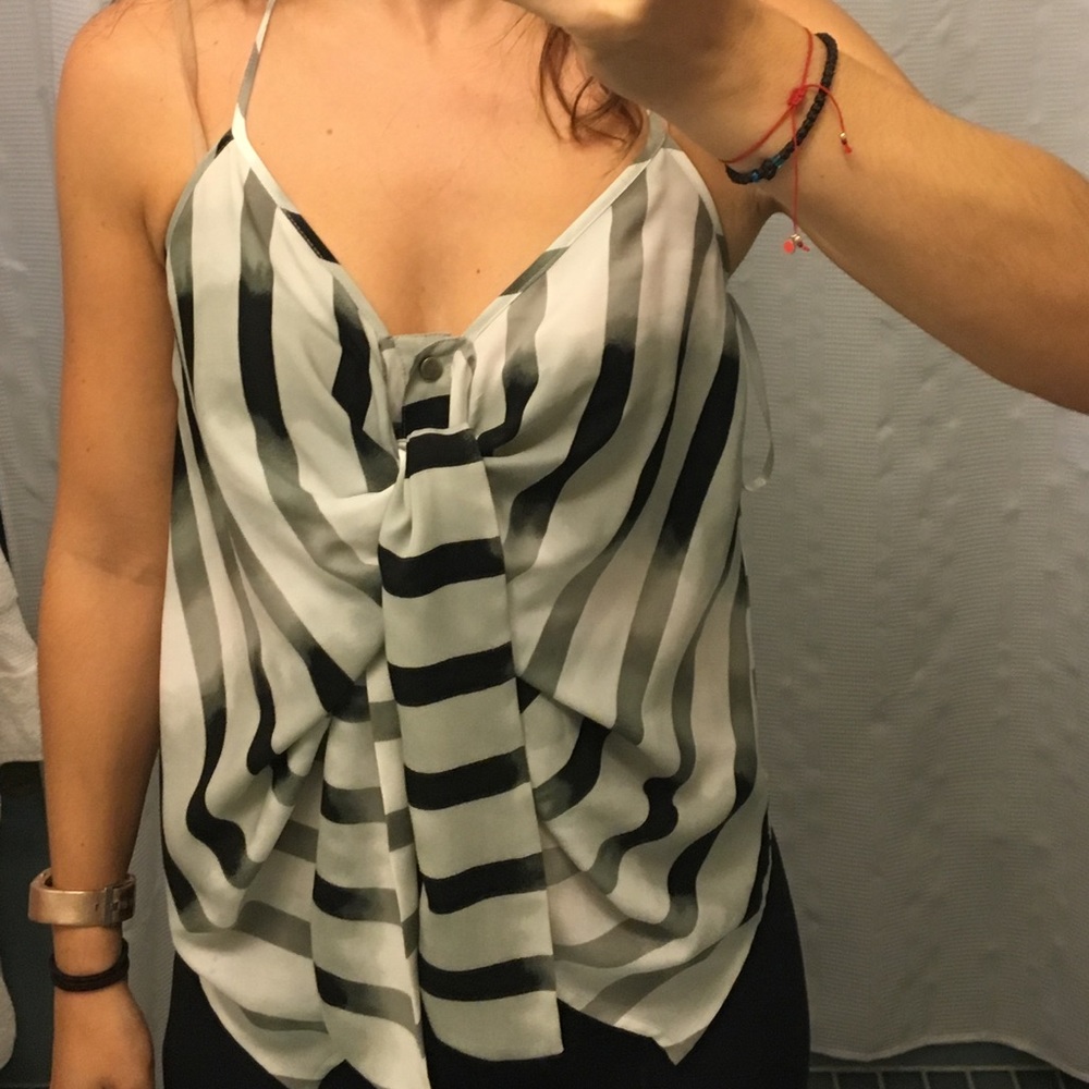 BCBGeneration Striped Silky Halter Tank