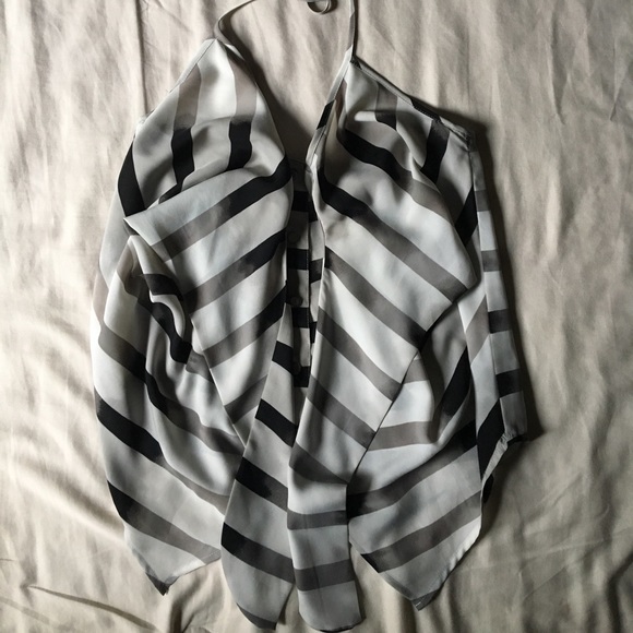 BCBGeneration Striped Silky Halter Tank - Picture 3 of 7