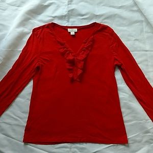 Red Cotton Shirt with Ruffles