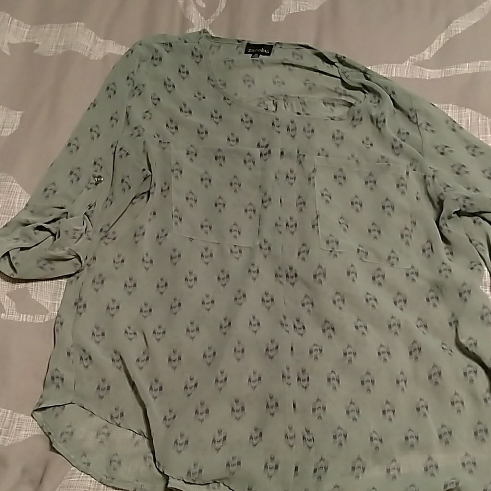 Sheer 3/4 blouse, fits xl