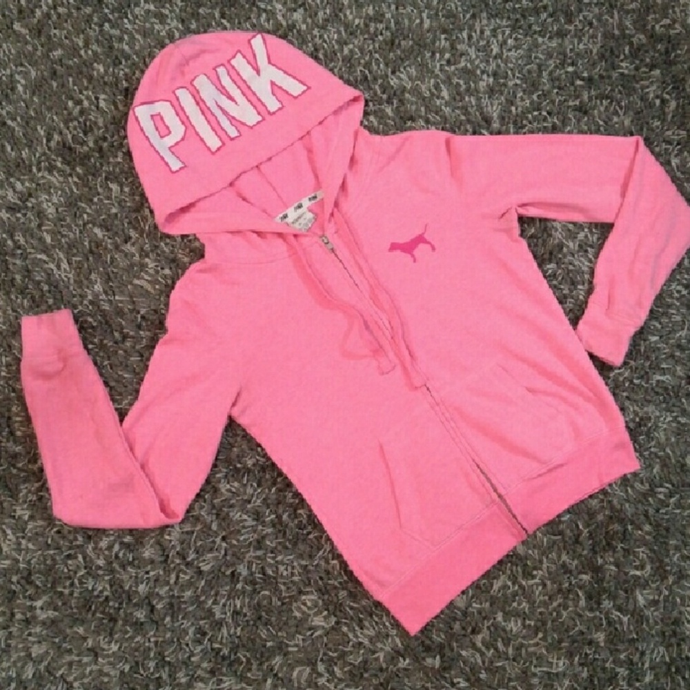 Sold🆚 PINK Coral lightweight zip hoodie - Picture 1 of 4
