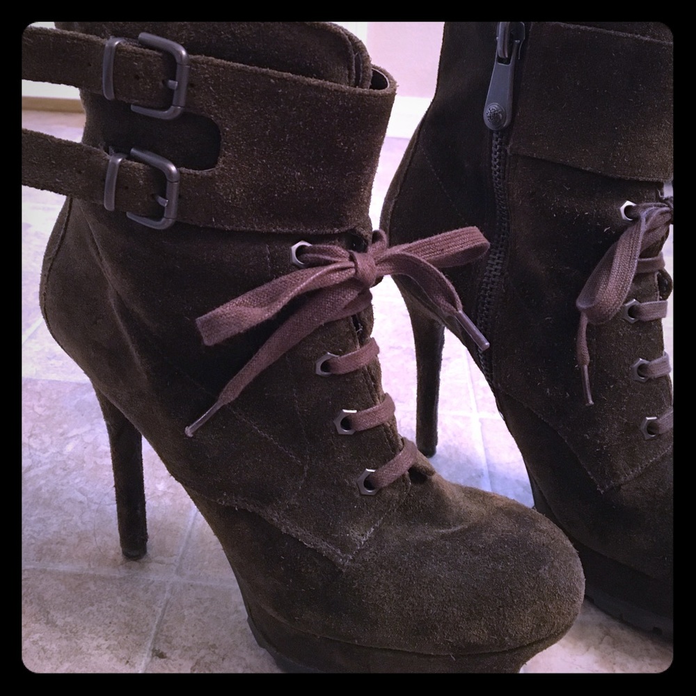 Sam Edelman "Vancouver" moss green suede booties