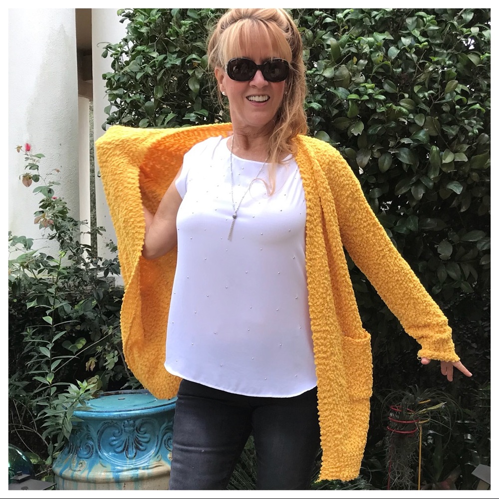 LAST 🔘 Soft Mustard Cardigan with Pockets - Picture 3 of 8