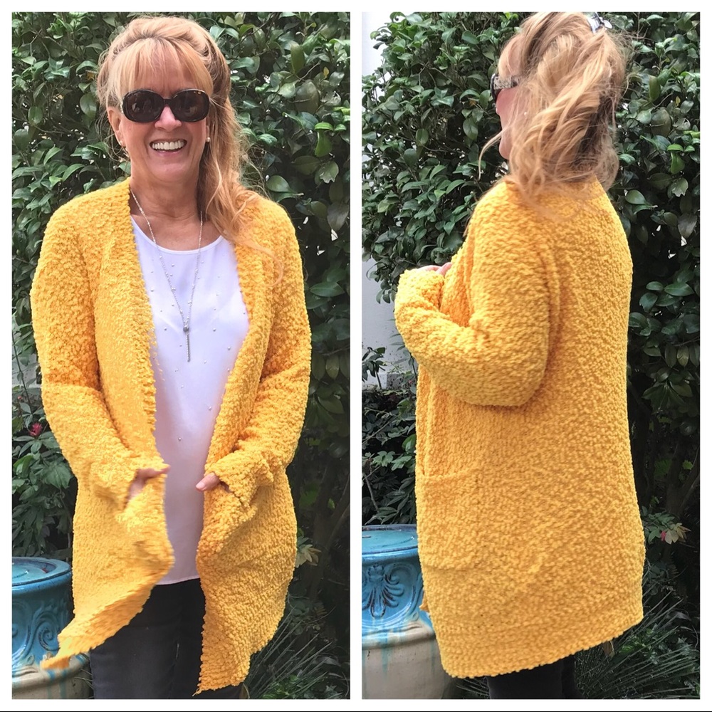 LAST 🔘 Soft Mustard Cardigan with Pockets - Picture 1 of 8