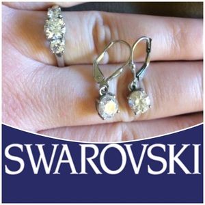 Swarovski 925 STERLING SILVER EARRINGS RING SET