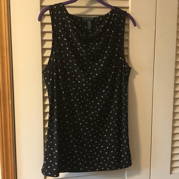 Lauren Ralph Lauren Black tank with white design - Picture 1 of 4
