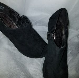 Black suede wedges