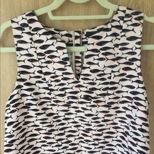Rare J.Crew sleeveless fish blouse size 8