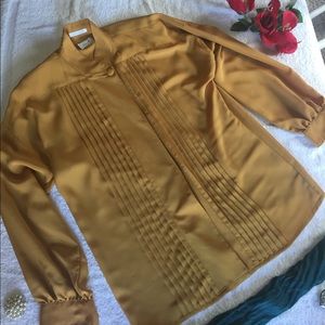 Foxcroft Women's Gold Dress Shirt Blouse  Size 10