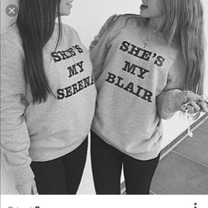 Blair and Serena matching pullovers