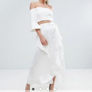 White Ruffle Maxi Skirt