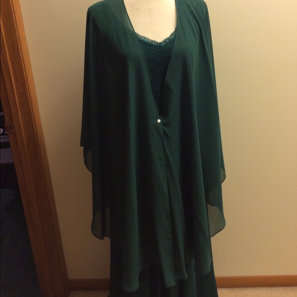 Dark Green poncho shawl