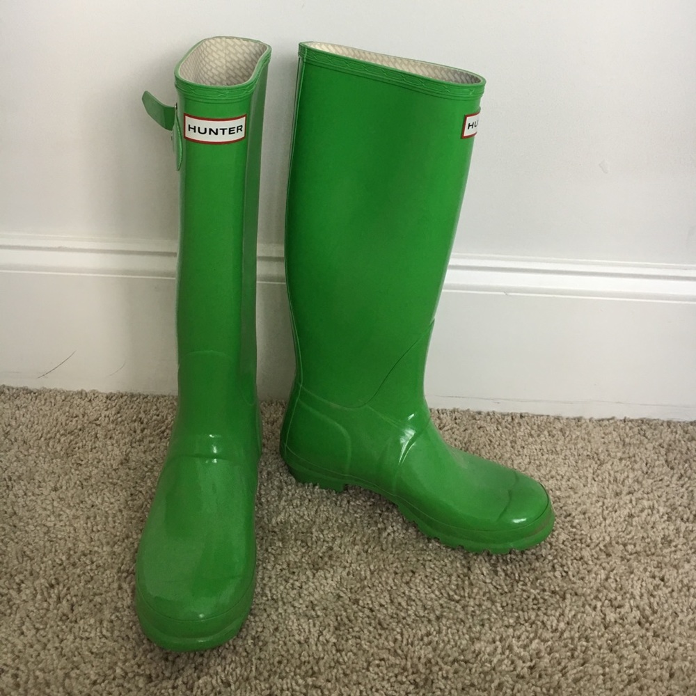 Lime green Hunter boots size 7