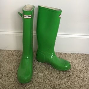 Lime green Hunter boots size 7