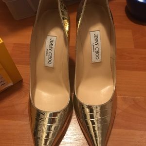 Brand New Jimmy Choo Gold Pumps