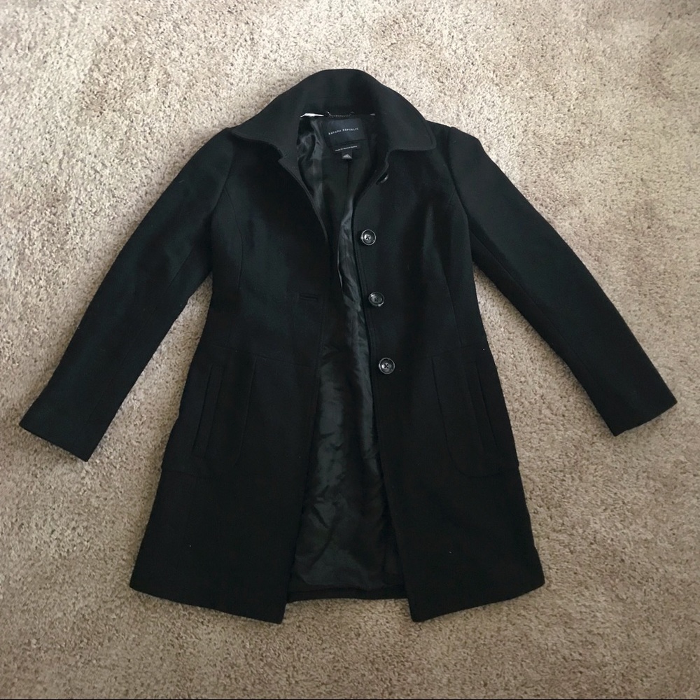 Banana Republic Long Black Winter Wool Coat