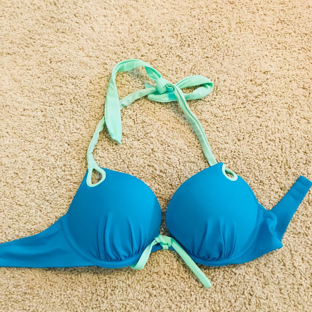 Victoria’s Secret bathing suit top blue green 34b