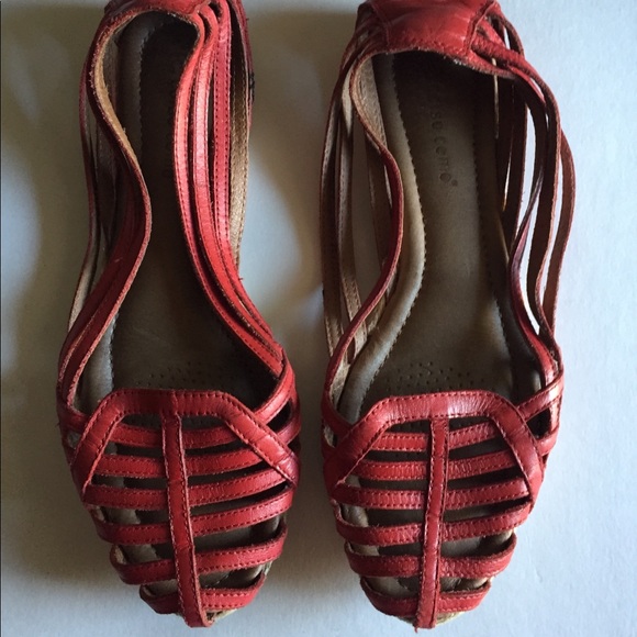 Corso Como Shoes - Corso Como Orange Leather Size 7 1/2 Flats Shoes