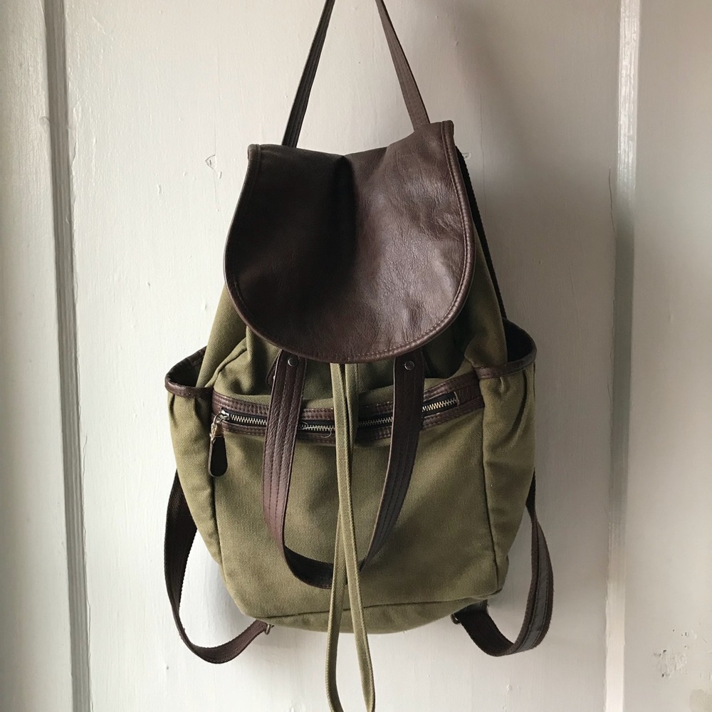 Barnes & Noble Green Canvas Backpack
