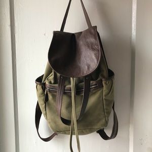 Barnes & Noble Green Canvas Backpack