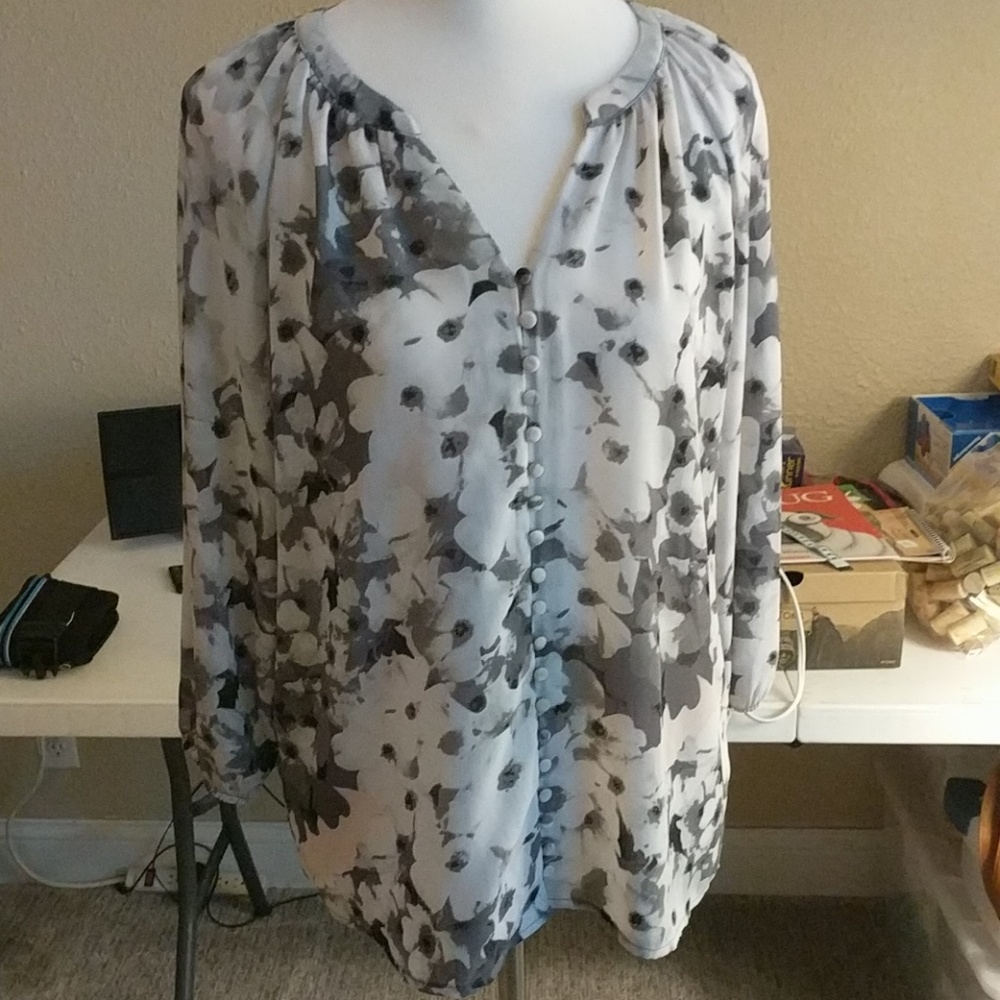 Floral print 3/4sleeve blouse