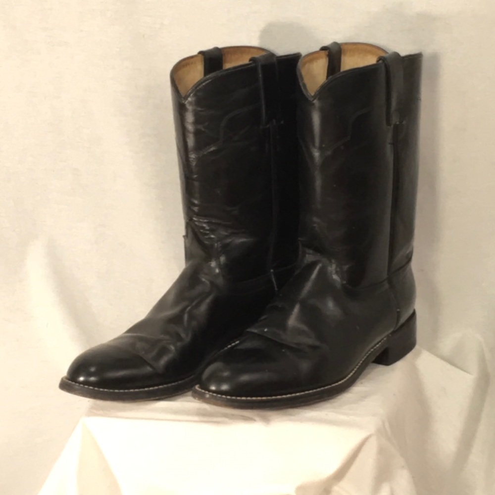 Tony Lama vintage black w/white stitch boots