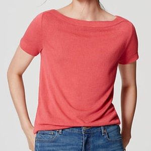 Loft Raspberry Cream Boatneck Tee