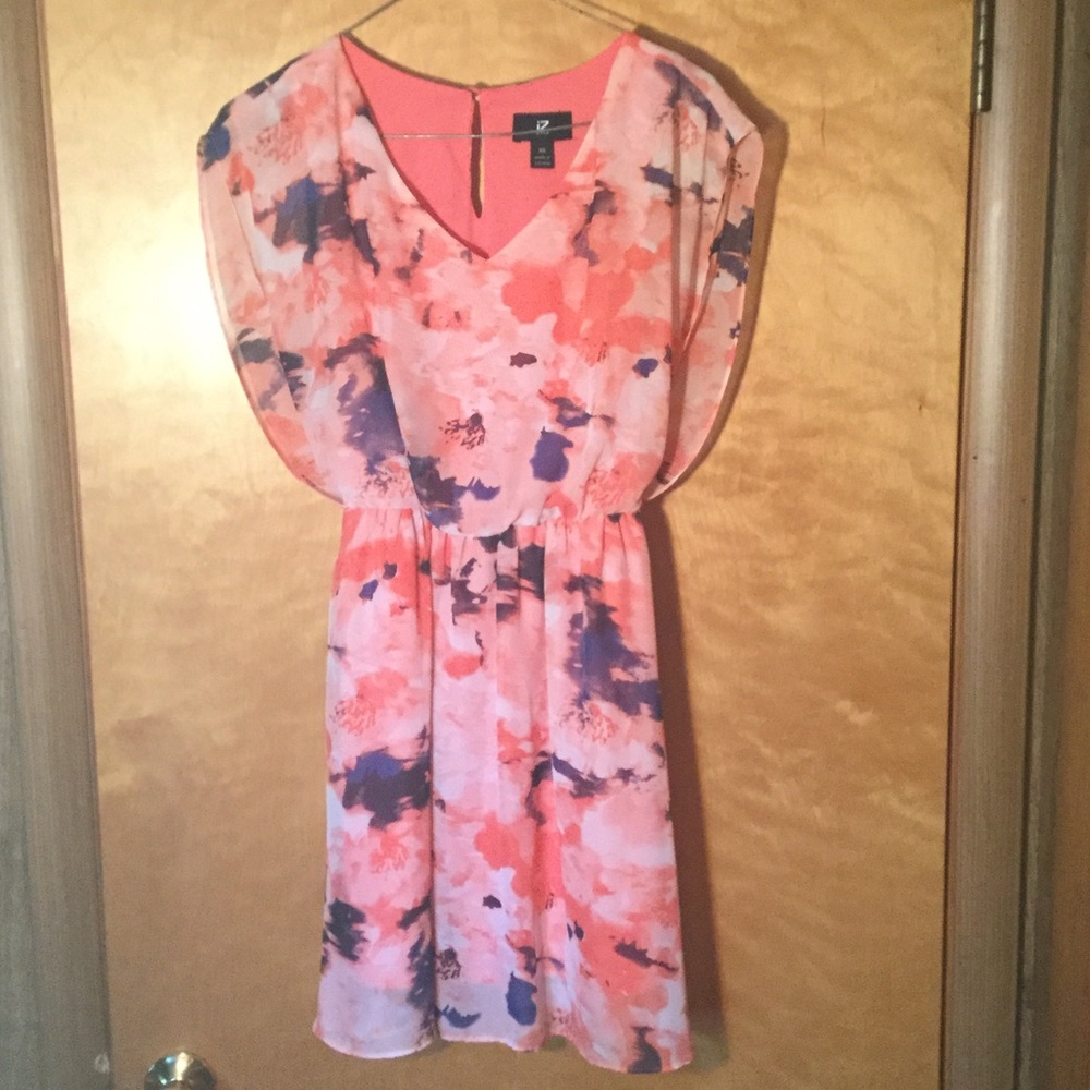 Pink floral sun dress belt included