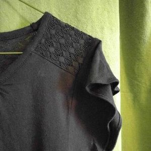 Gap jersey flutter sleeve top with lace detail