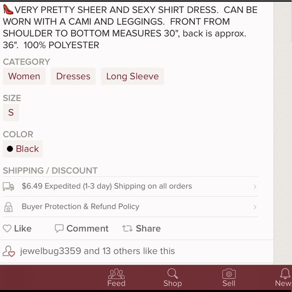 BOGO‼️Black sheer oversized shirt❤️ - Picture 5 of 5