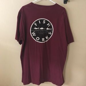 Men's fishworks t-shirt maroon!!!