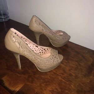 Nude platform cut out/peep toe heels!