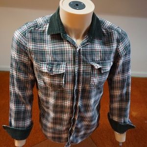 Corduroy cuffed flannel button up