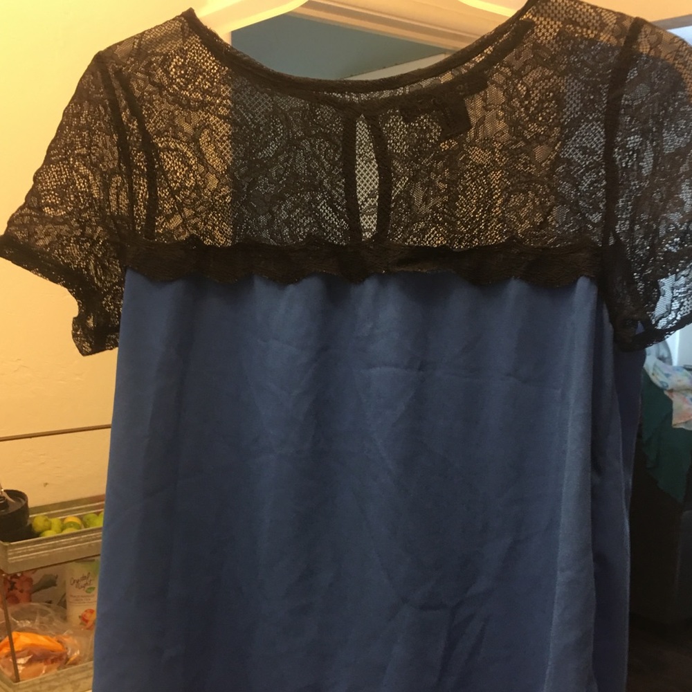 Cute top blue n black lace