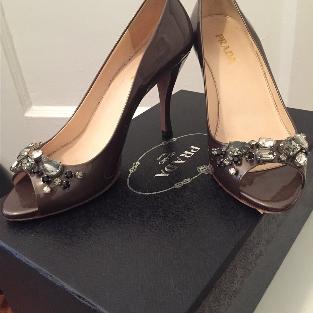PRADA pump couture taupe with rhinestones ✨ - Picture 5 of 12