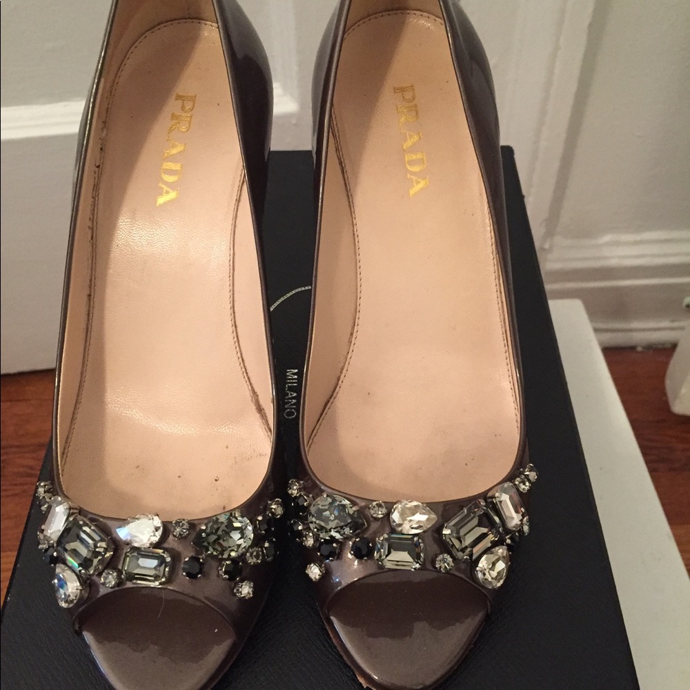 PRADA pump couture taupe with rhinestones ✨ - Picture 8 of 12